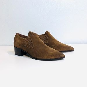 Frye Slip On Western Leather Suede Ankle Boots